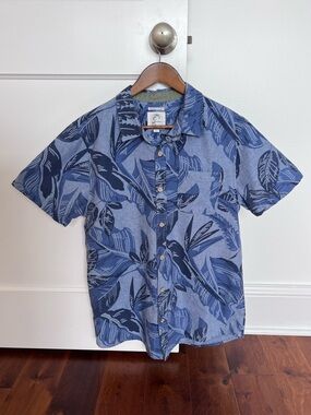 O'Neill Blue Short-Sleeve Leaf Print Button-Up Shirt